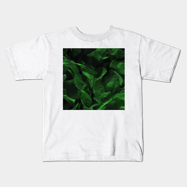 Green Texture Waves Kids T-Shirt by JequiPrint